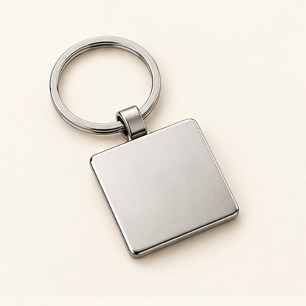 Square metal keyring